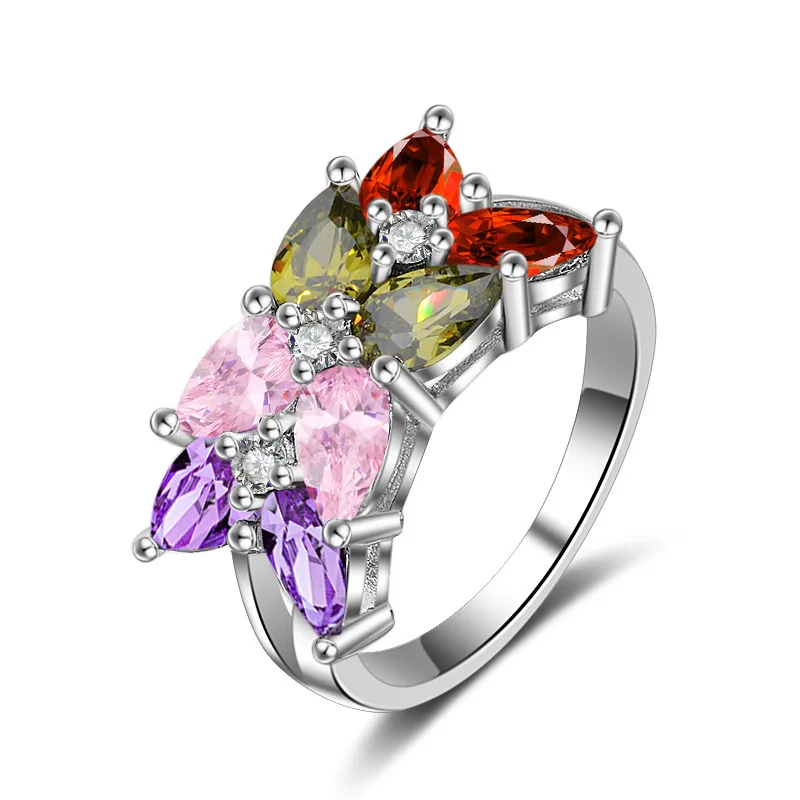 Hainon модные роскошные красные зеленые кубические циркониевые выложенные листья