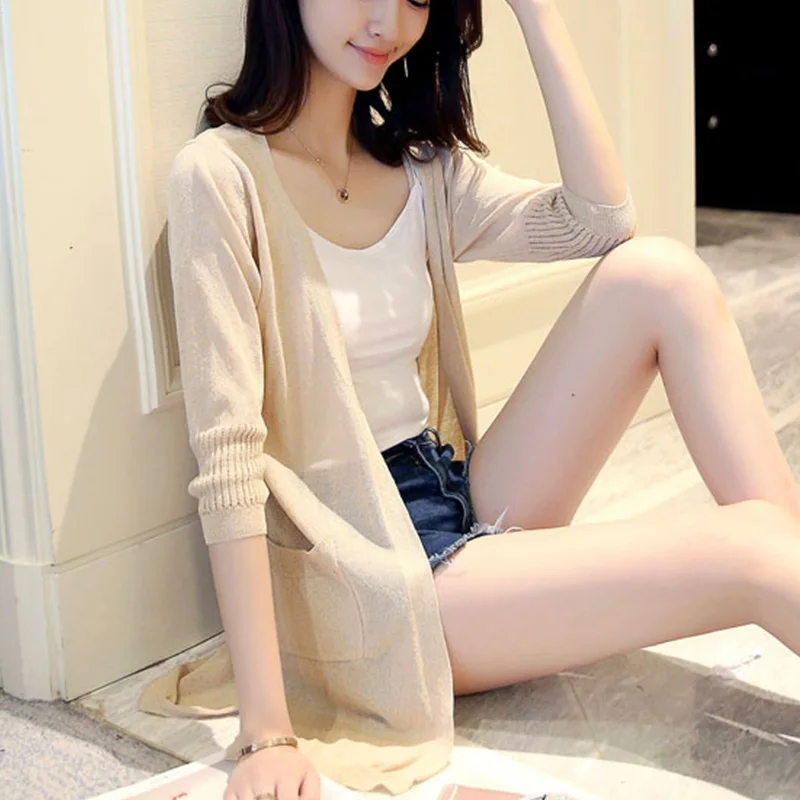 

Jumper Sweater Ice Knitwear Women's Jacket Thin 2019 New Cardigan Loose Outside With Sunscreen Air Conditioning Shirt In Summer