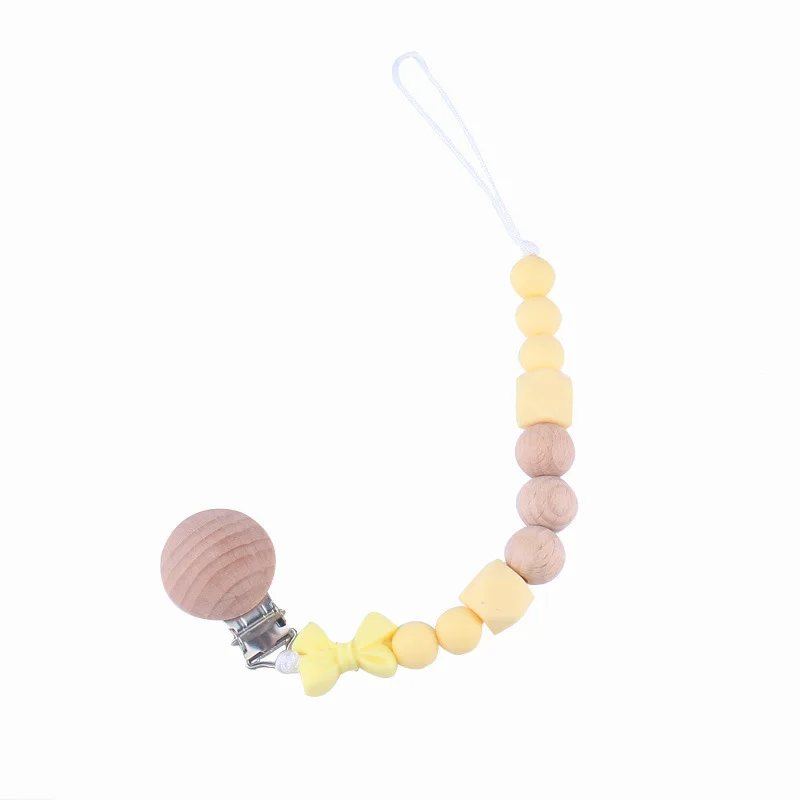 

Silicone Bead Pacifier Chain Handmade Safe Teething Nipple Chain/Clip Pacifier Clip Baby Products Beech Clip Anti-off Chain