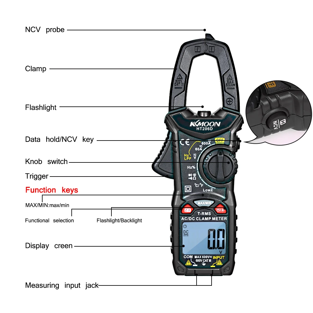 Портативный цифровой измеритель зажим для измерения напряжения тока