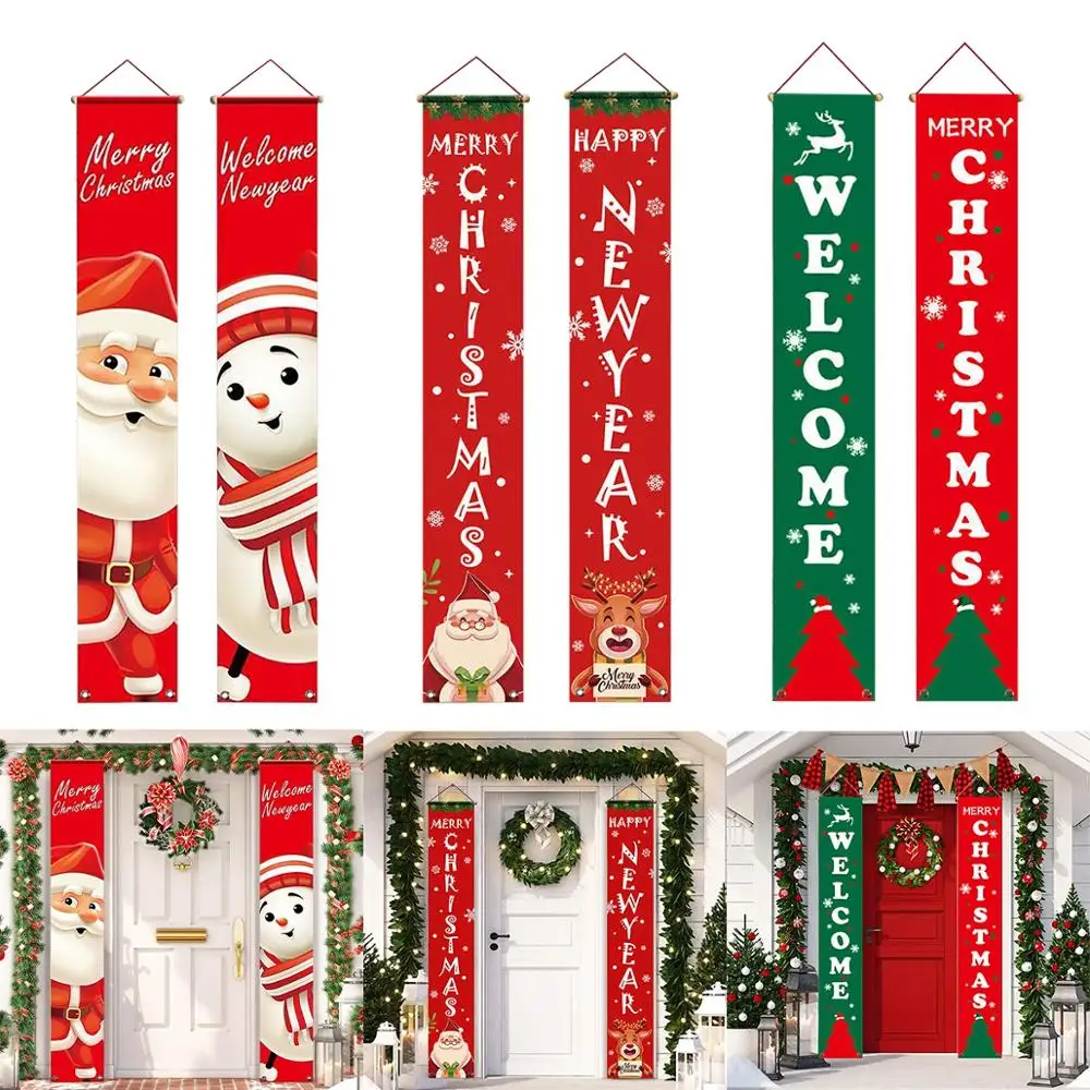

Merry Christmas Porch Sign Decorative Door Banner Christmas Decorations for Home Hanging Christmas Ornaments Navidad 2020