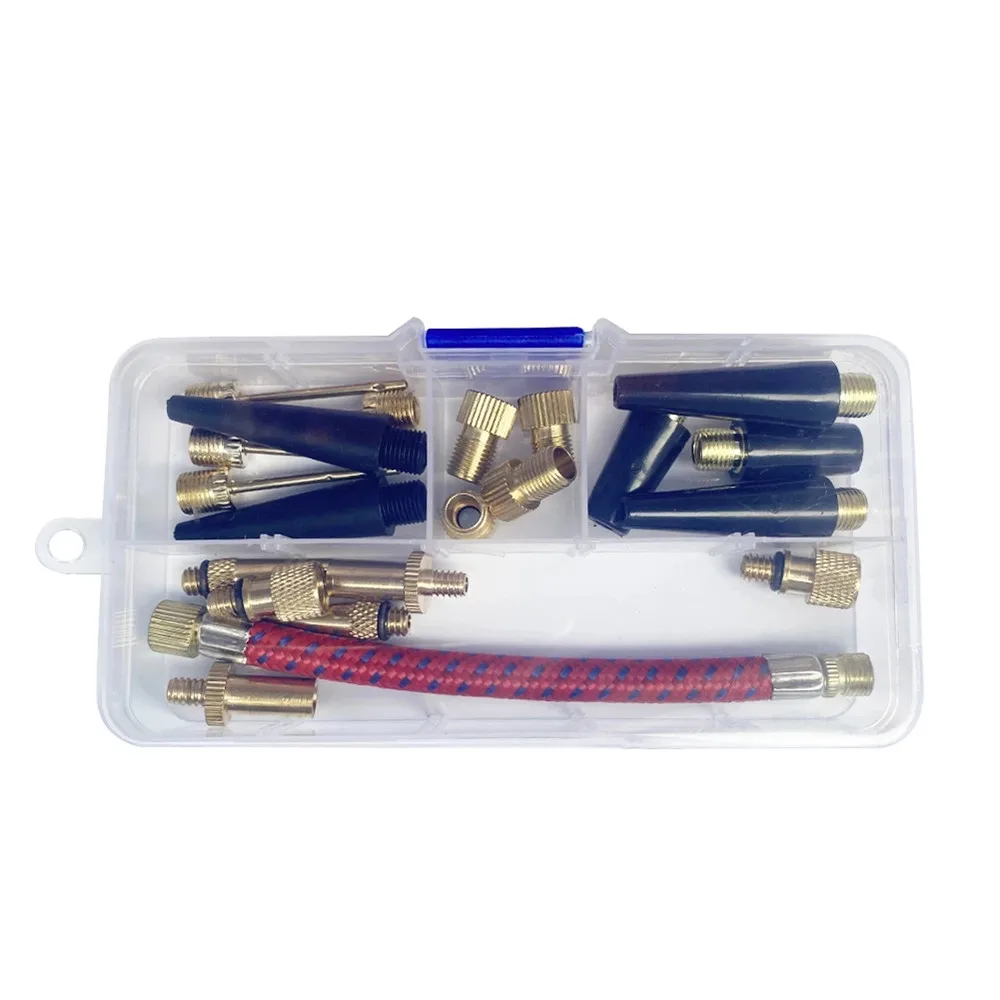 

21pcs/set Bicycle Tire Inflatable Tube Needle Air Hose Adapter Kits Bicycle Repair Tools Connector Pump Basketball Valve