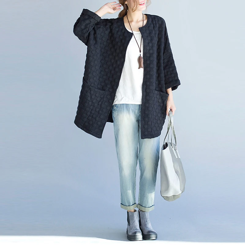 Плюс Размер Женская куртка базовое хлопковое пальто весна o-образным вырезом в