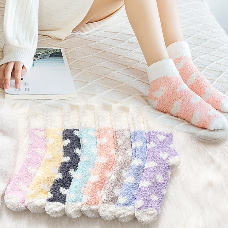 Новые кашемировые носки женские зимние теплые для сна домашние Пушистые Носки