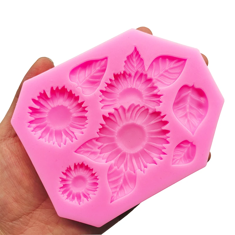 

3D embossed sunflower silicone mold fudge mold suitable for DIY topping cake decoration sugar chocolate biscuit polymer clay