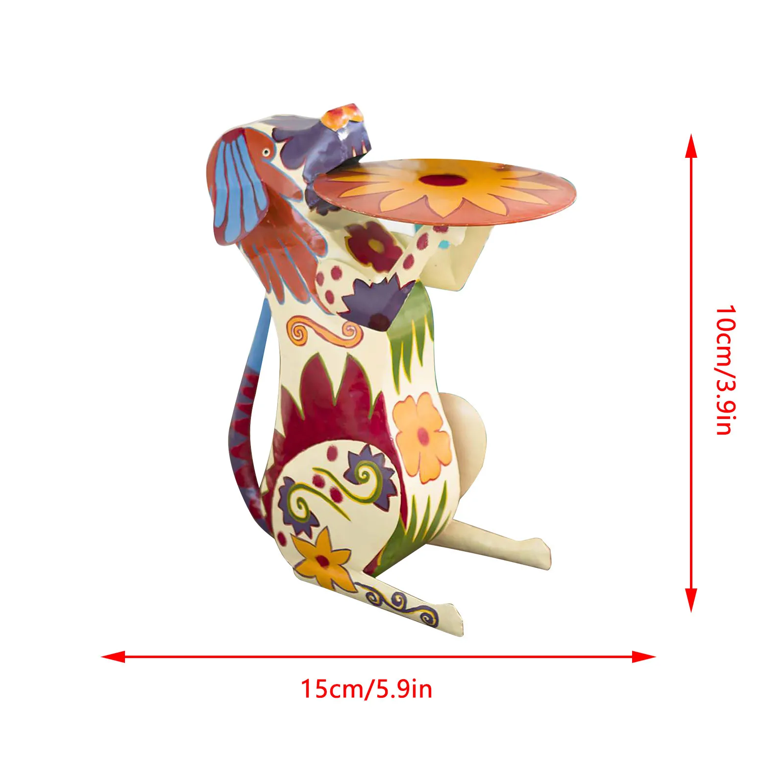 

Resin Statues Table Sculptures Craft Dog Rooster Statues Animal Side Table Statues Colorful Folk Art Patio Table Furniture