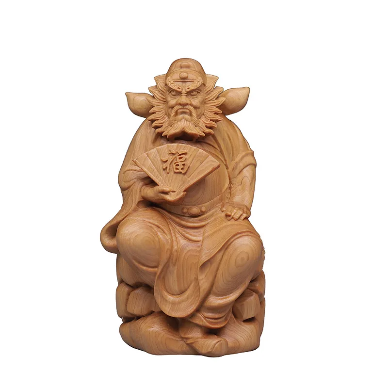 

Carved Wood Decor Handmade Wooden Crafts Home Decoration Chinese Boxwood Buddha Zhong Kui Statue Sculptures Feng Shui Ornaments