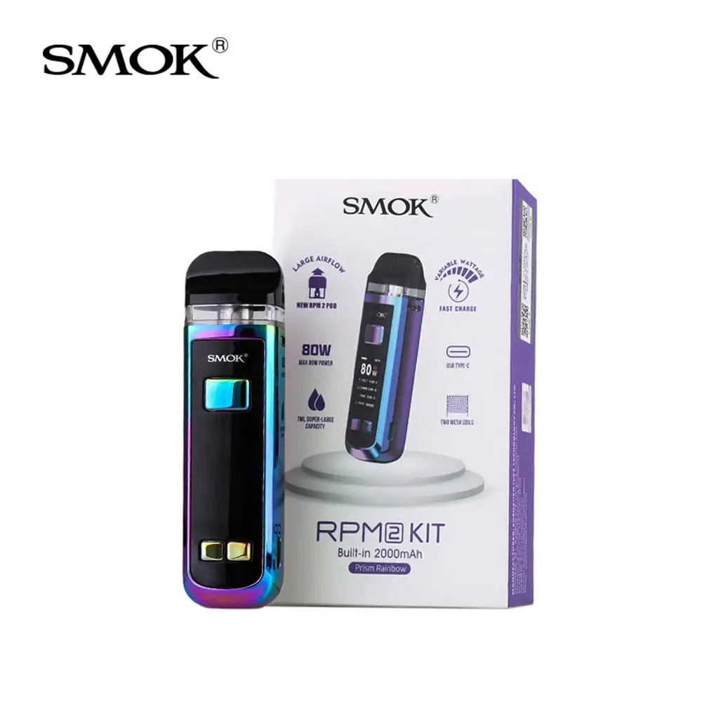 

Original SMOK RPM 2S Pod Mod Kit 80W 1.14inch TFT display RPM 2 Pod RPM 2 Mesh Coil External 18650 Battery Electronic Cigarette
