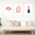 Парфюмерные постеры для макияжа и принты абстрактные розовые губы граффити настенный художественный принт картины помады украшение для спальни домашний декор