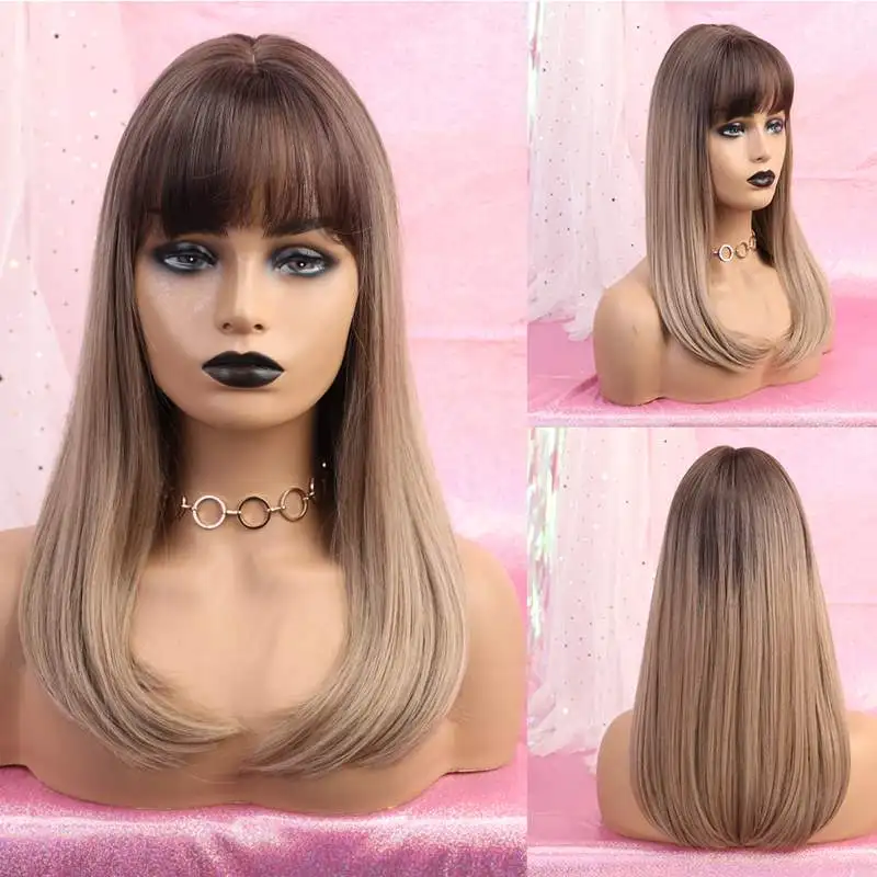 EASIHAIR длинные прямые Ombre черный вино красный синтетические парики с плоской