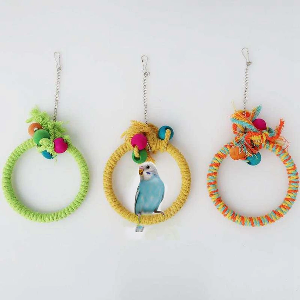 

Legendog Bird Rope Swing Bite Resistant Funny Colorful Beaded Bird Hanging Swing Parrot Swing Perch Training Toys Supplies