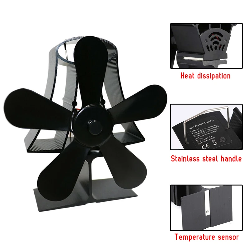 Черного цвета на каблуках высотой 5 лезвие дровяной печи вентилятор для камина