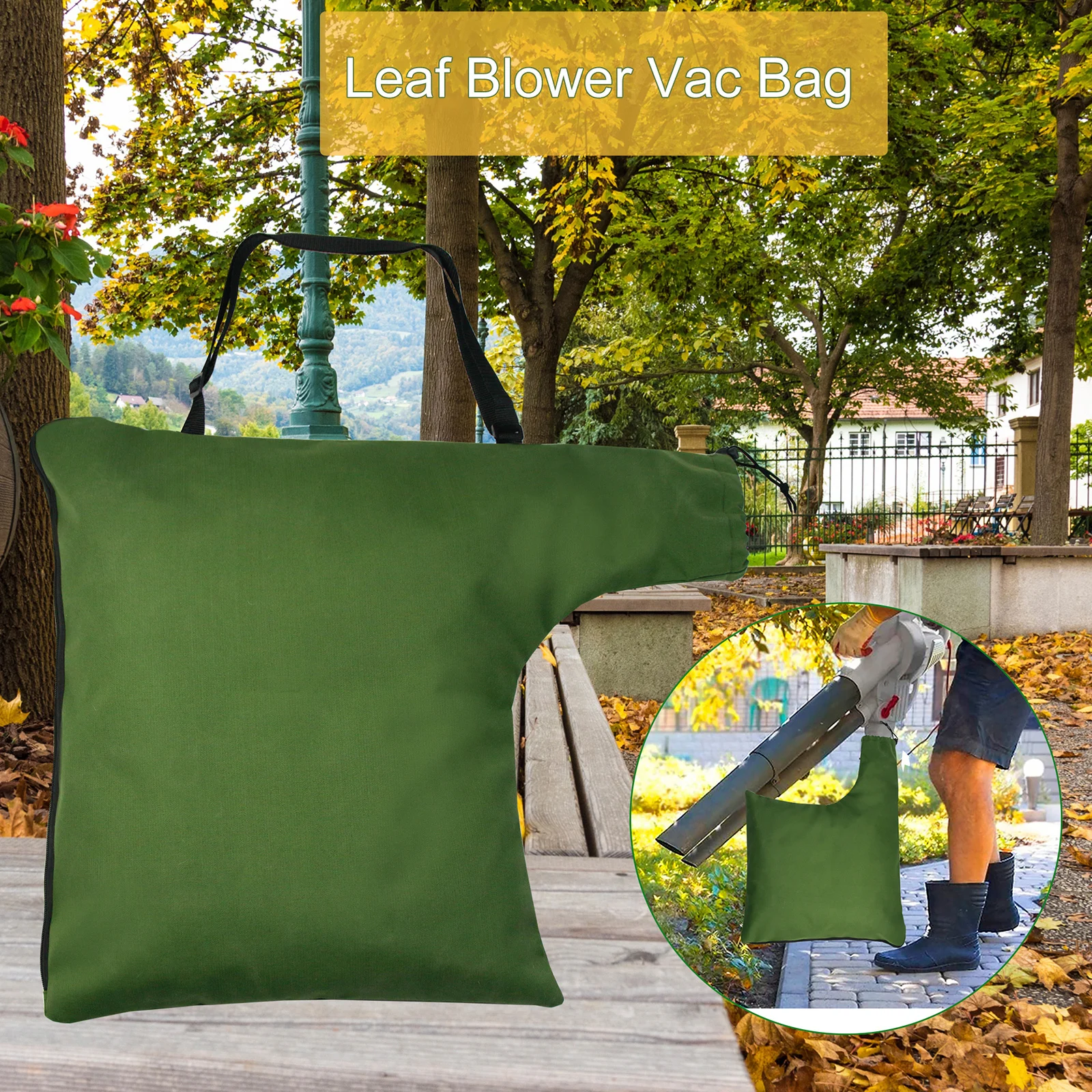 

Вакуумный мешок для нагнетателя листьев, сменный мешок на молнии с наплечным ремнем, органайзер для садовых листьев, для газона, двора, доро...