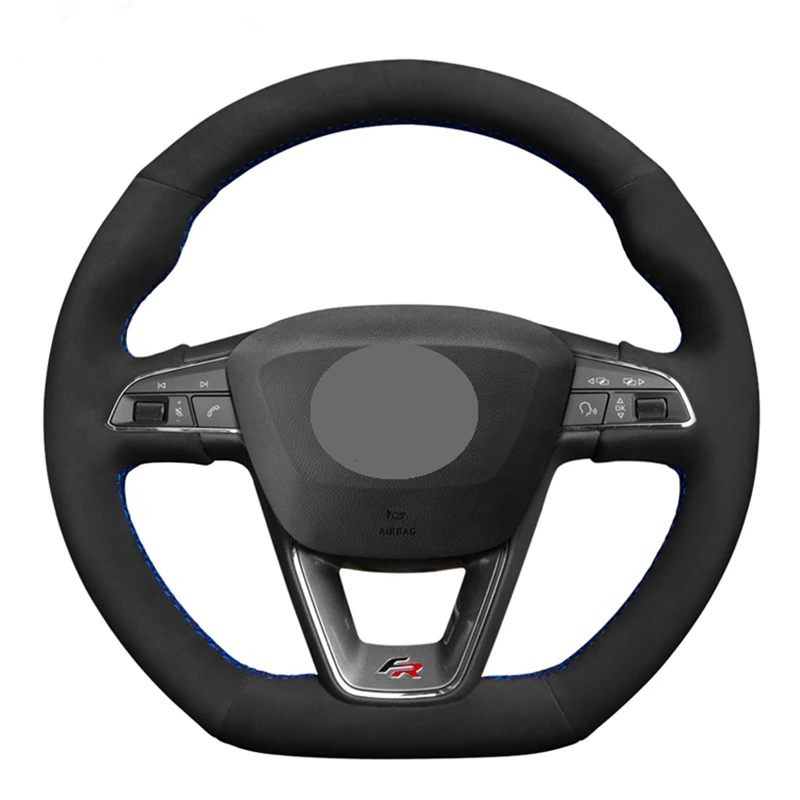 Черная замша DIY Ручная строчка чехол рулевого колеса автомобиля для Seat Leon Cupra R ST