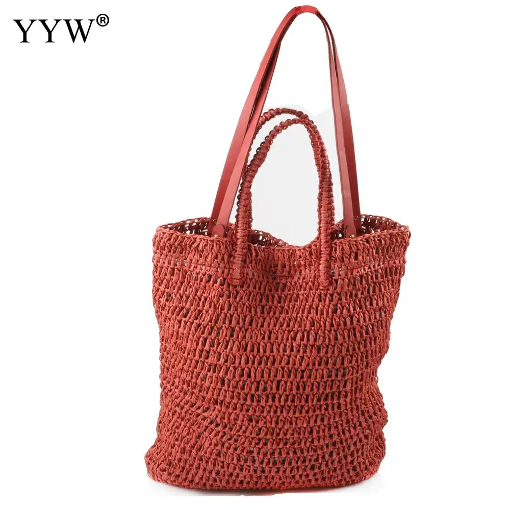 

Summer Starw Shoulder Bags Female Casual Handbags 2020 New Hollow Out Shopping Handbag Weave Beach Totes Large Capacity Daybag