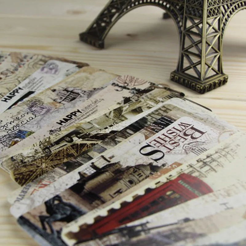 30 шт./компл. винтажный Европейский пейзаж Эйфелева башня Лондон бумажная