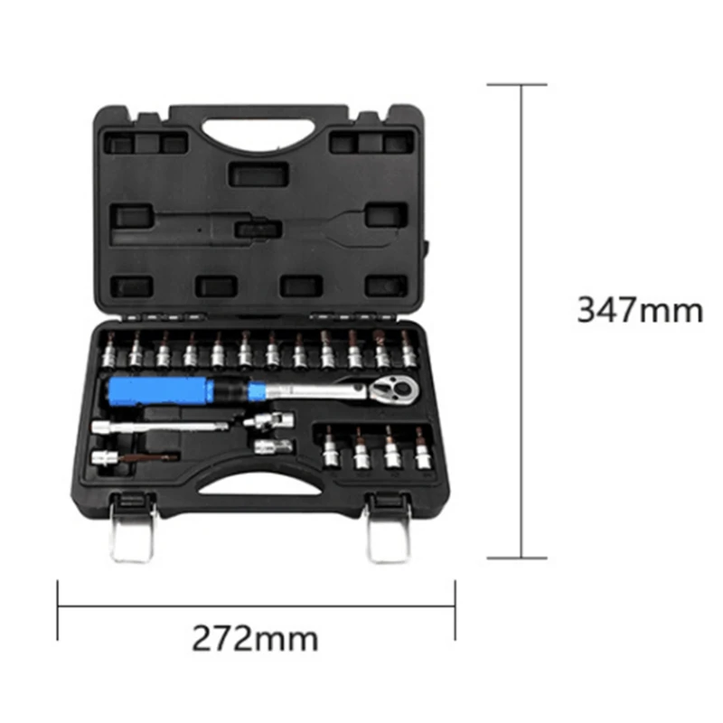 

21pcs 1/4 in 5-25nm Click Adjustable Torque Wrench Tools Kit Set Bicycle Repair Spanner Repair Hand Machanical Set