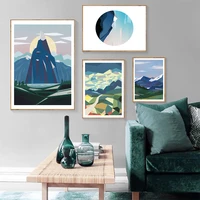 nordic canvas painting multicolored abstract alpine wall art mountain posters and prints decor picture modern home decoration