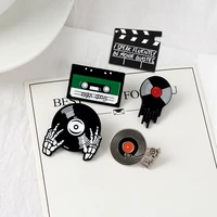 5pcsset punk music lovers enamel pins good vibes tape dj vinyl record player badge brooch lapel pin cool gothic jewelry gifts