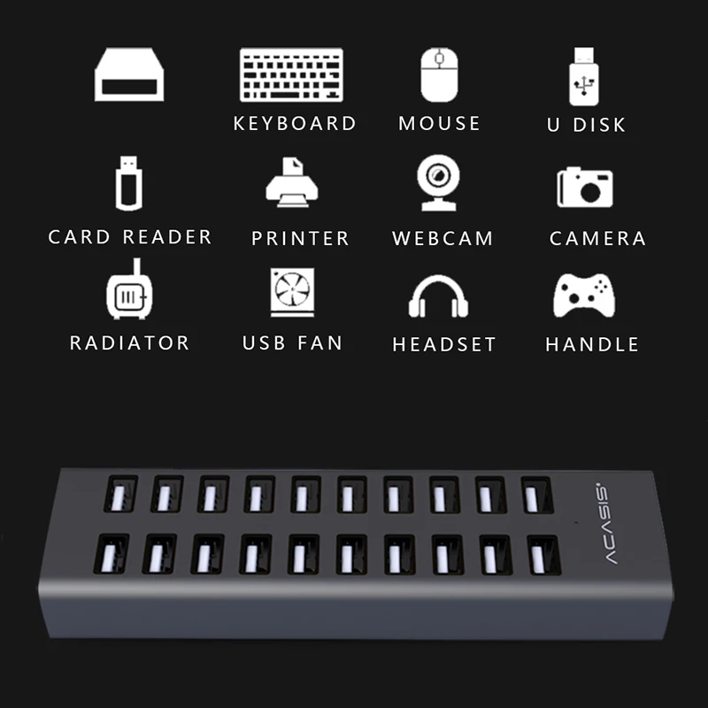 20 портов Мульти USB 2 0 концентратор высокоскоростной передачи данных быстрое