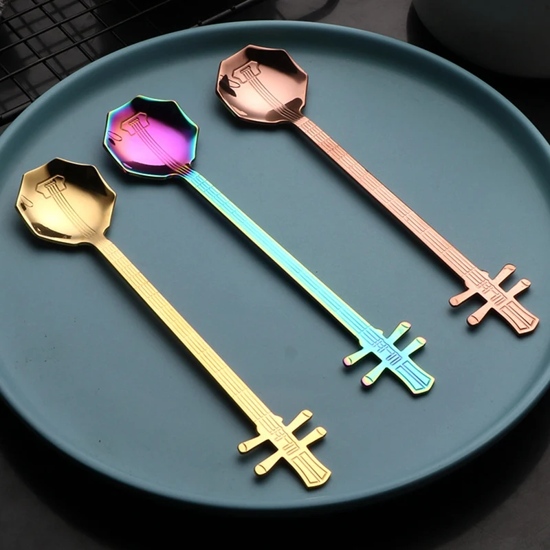 Искусственные 5 шт. музыкальные кофейные ложки из нержавеющей стали чайные для