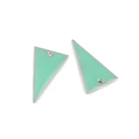 10 pcs enamelled sequins triangle charms copper silver color light green triangle enamel 2213mm for diy jewelry handmade making