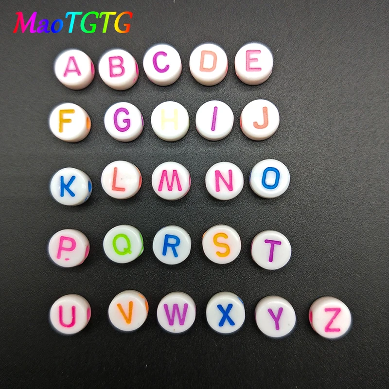 100 шт./лот 4x6 мм круглые акриловые бусины алфавита для изготовления ювелирных