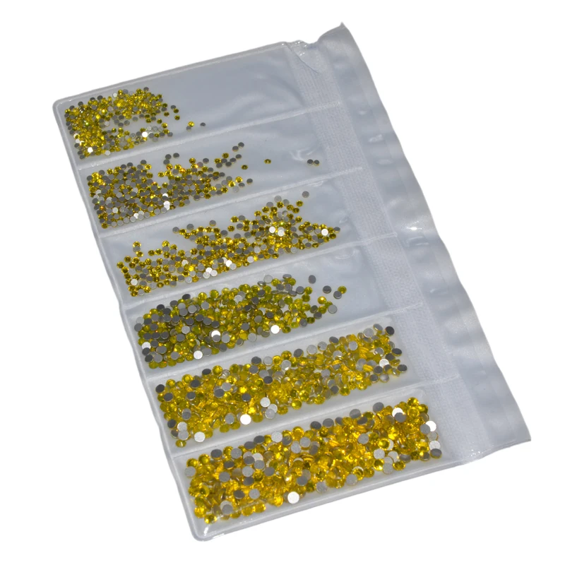 Блестящие Стразы 1440 шт цитрин стеклянные кристаллы для ногтей плоские круглые