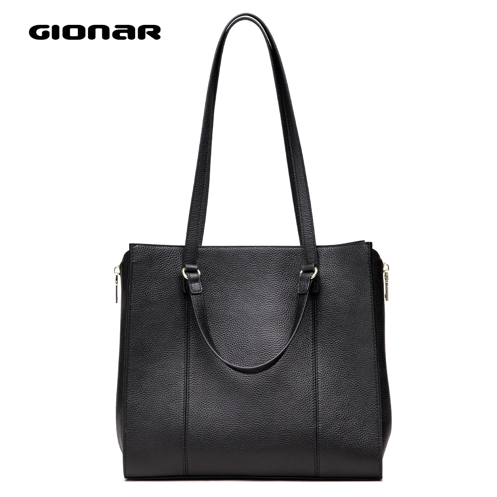 

GIONAR, черная кожаная сумка-тоут, женская сумка с верхней ручкой, кошелек для работы, натуральная воловья кожа, летняя сумка через плечо 2020