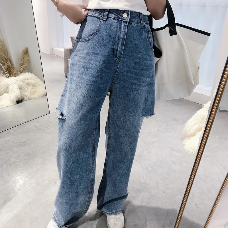 Новинка 2020 шикарные универсальные уличные модные мешковатые прямые джинсы в
