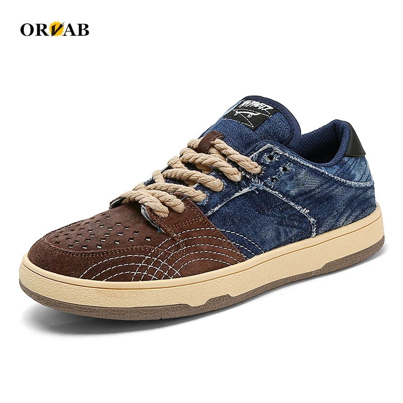 Blue Denim Canvas Shoes Men Retro Fashion Sneakers Soulier Homme Soft Comfortable Men Sneakers Casual Breathable Male Footwear images - 6