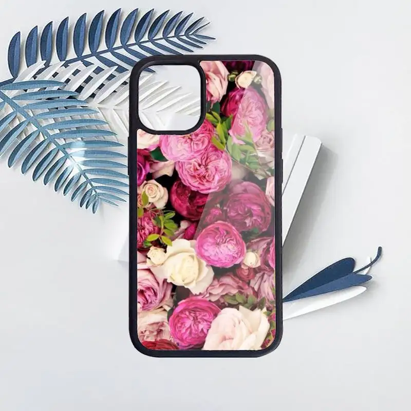 

Pink peony flowers pattern Phone Case PC for iPhone 11 12 pro XS MAX 8 7 6 6S Plus X 5S SE 2020 XR