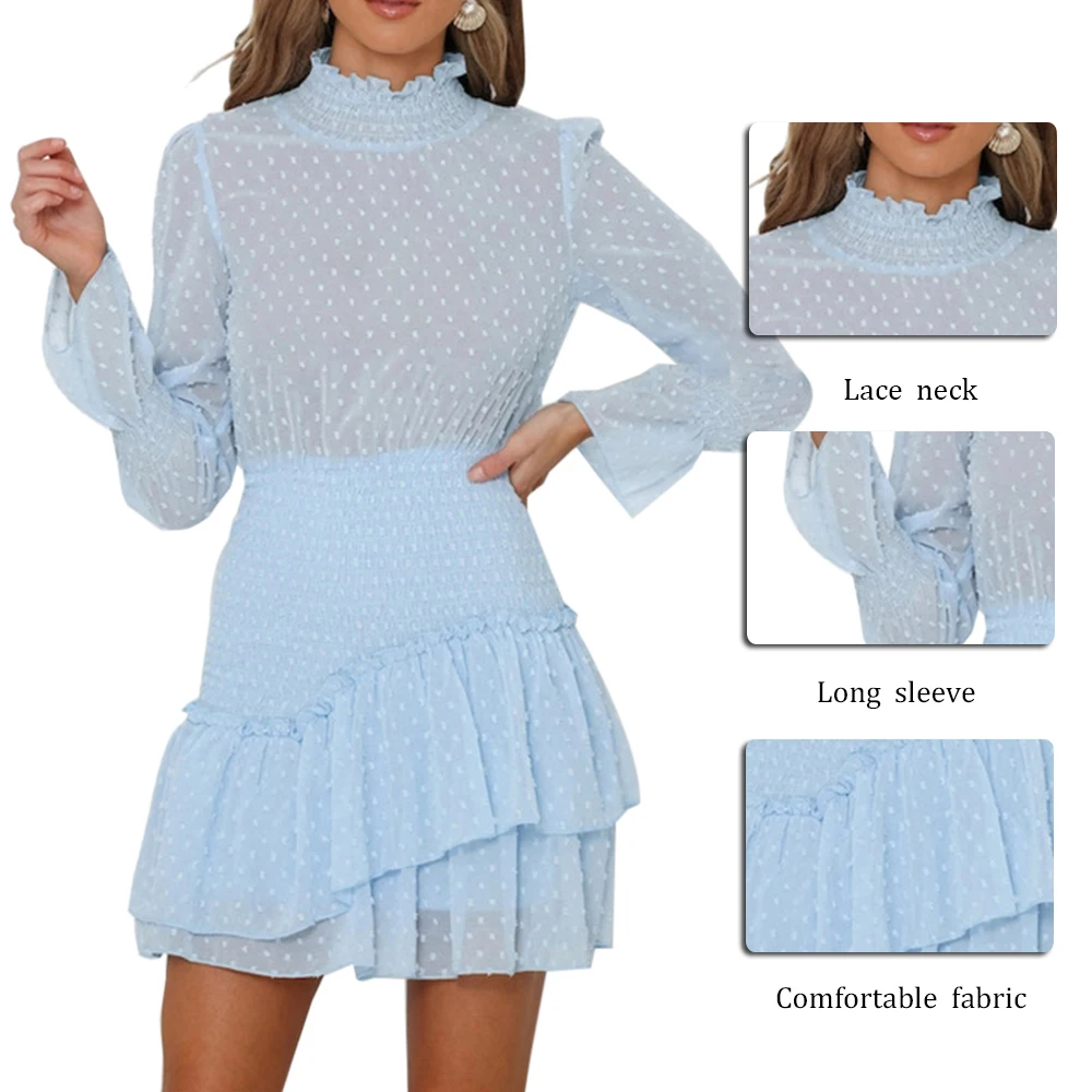 Женское Прозрачное мини-платье принцессы белое платье с оборками и длинным