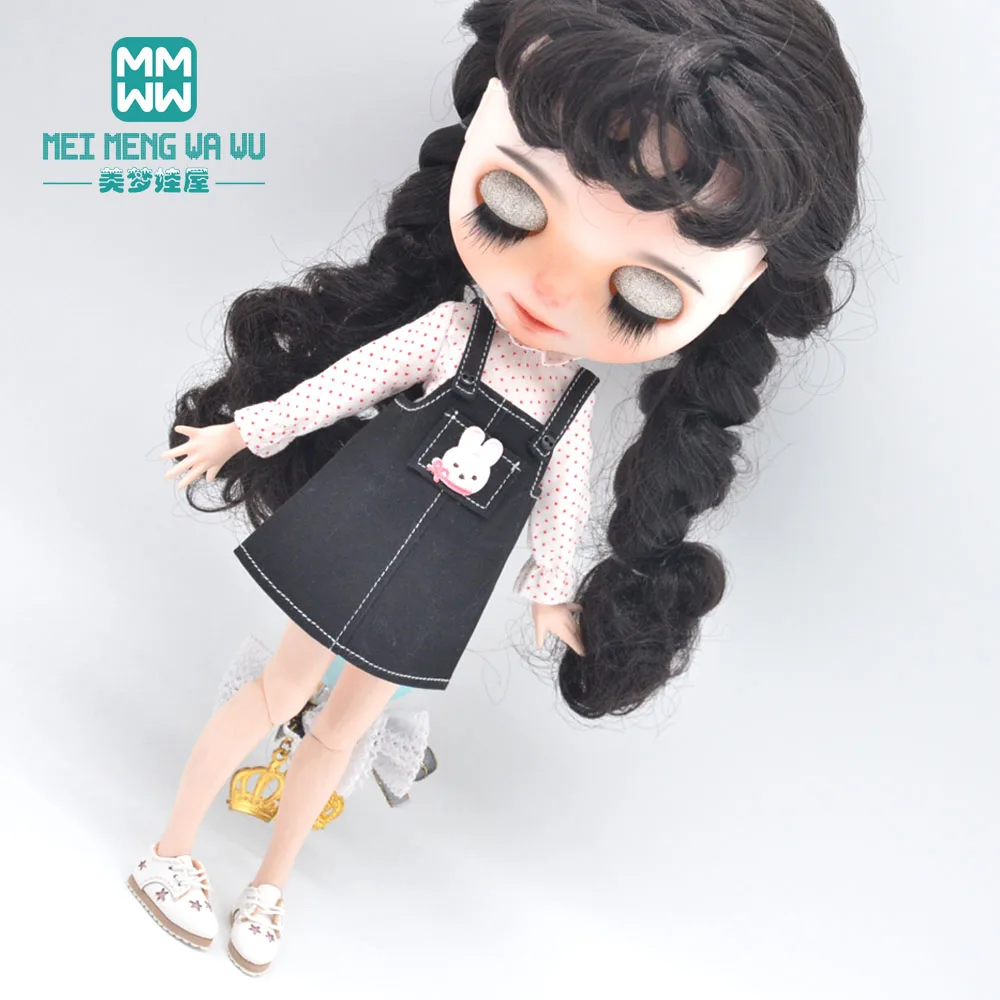 Clothes for doll fits Blyth Azone OB23 OB24 doll accessories Fashion Bunny suspender skirt white, black, pink