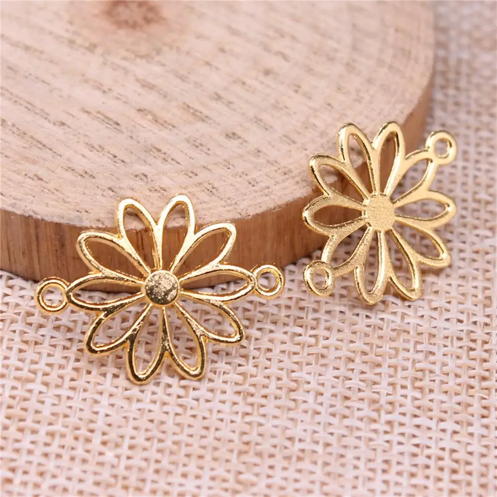

Flower Connector Charms For Jewelry Making Findings Handmade DIY Craft 20pcs Gold Color 25x19mm
