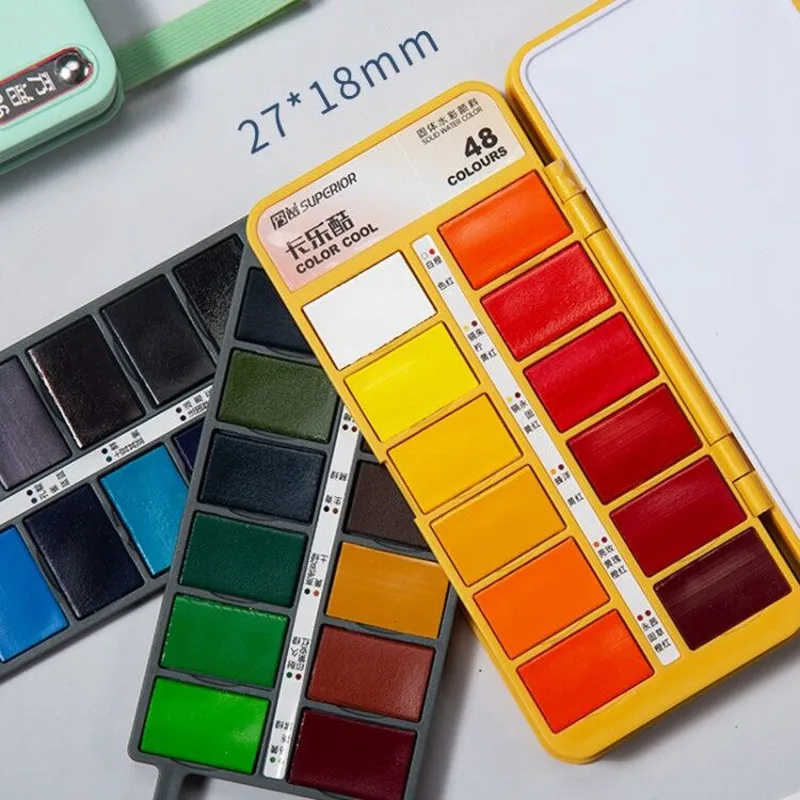 Tanie Superior 36/48/60 Kolorów Składane Stałe Farby Akwarelowe Z Metalicznymi Akwarele Macaron Na Akcesoria Do Malowania