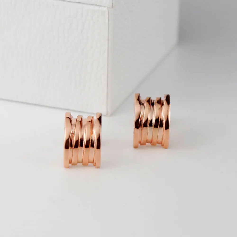 

KT Jewelry Luxury Stud Earrings High Quality 1:1 LOGO Roman Spring Rose Gold Color Spiral Earrings Bvl Jewelry For Woman