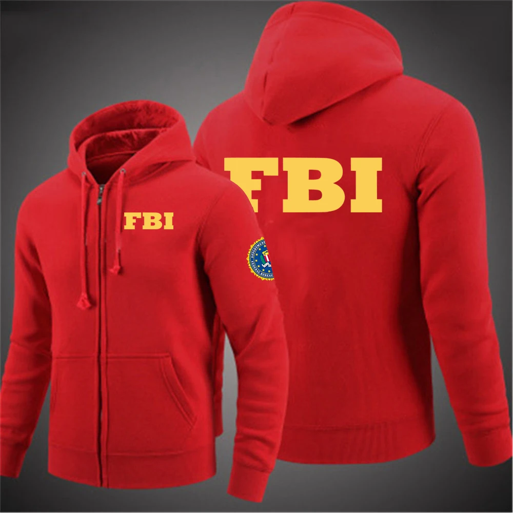 Мужская Новая весенне-осенняя модная Толстовка FBI 2021 на молнии с принтом