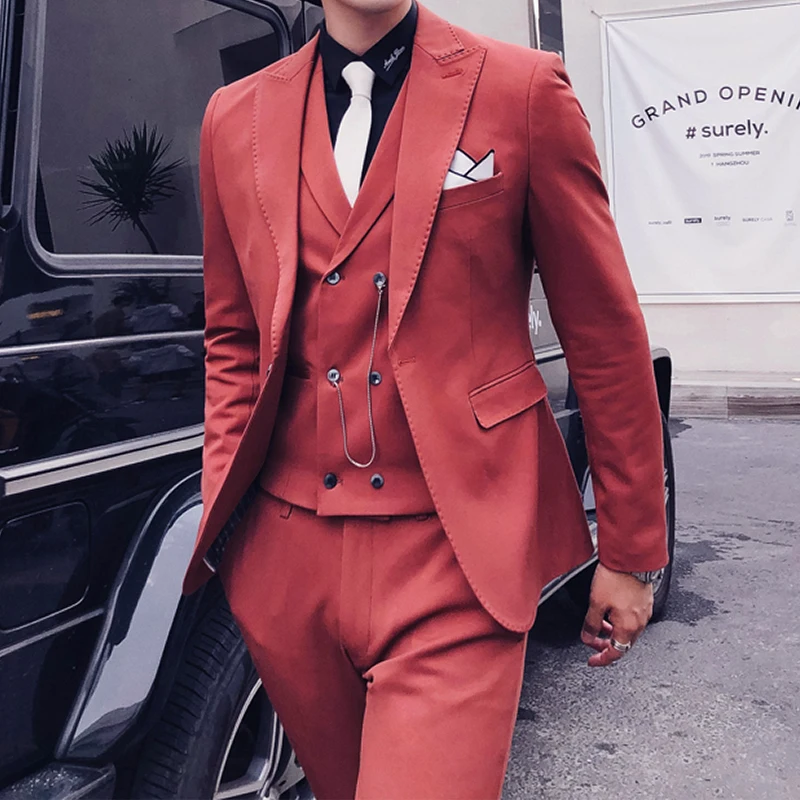 Мужской костюм свадебный смокинг модная однобортная куртка для жениха