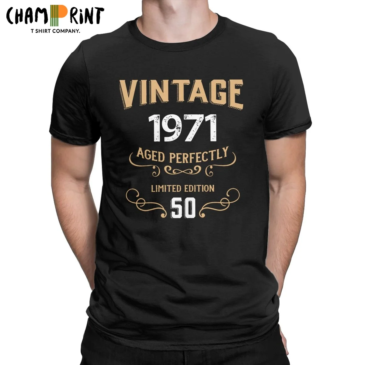 

Vintage 1971 50 Years Perfectly Aged T-Shirts for Men Crewneck 100% Cotton T Shirt 70s Short Sleeve Tees Summer Clothing