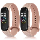 Элегантный Блестящий ремешок для Xiaomi Mi Band 4 3 силиконовый сменный Браслет с защитой от пота для Xiaomi Mi Band 5 6 спортивный браслет