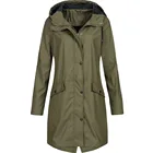 Женская однотонная дождевая куртка, Тренч, уличная толстовка, водонепроницаемое длинное пальто, пальто на пуговицах с кулиской, ветрозащитные женские пальто # G3