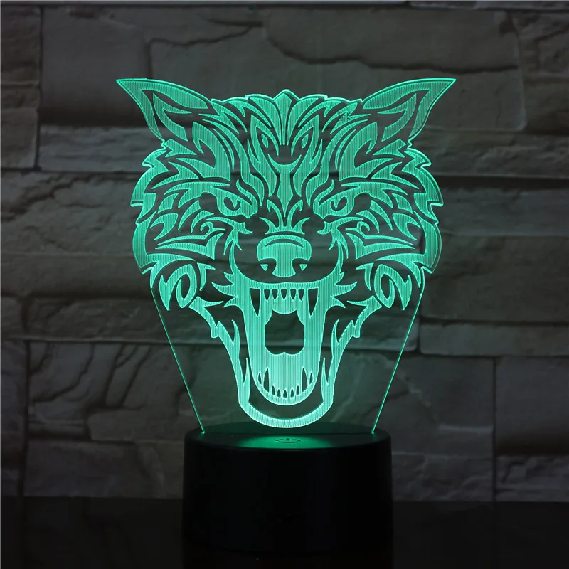 Fierce Wolf 3d Lamp 7 Colors Changes Touch Remote Nightlight Novelty Usb Led Luminaria Gift Night Light Dropshipping 2712 | Лампы и