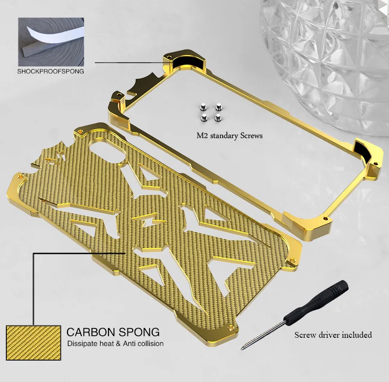 

FOR apple iphone XS Max X XS XR Case Luxury Aluminum Metal Bumper Frame Armor Shockproof Phone Case Cover Thor armor