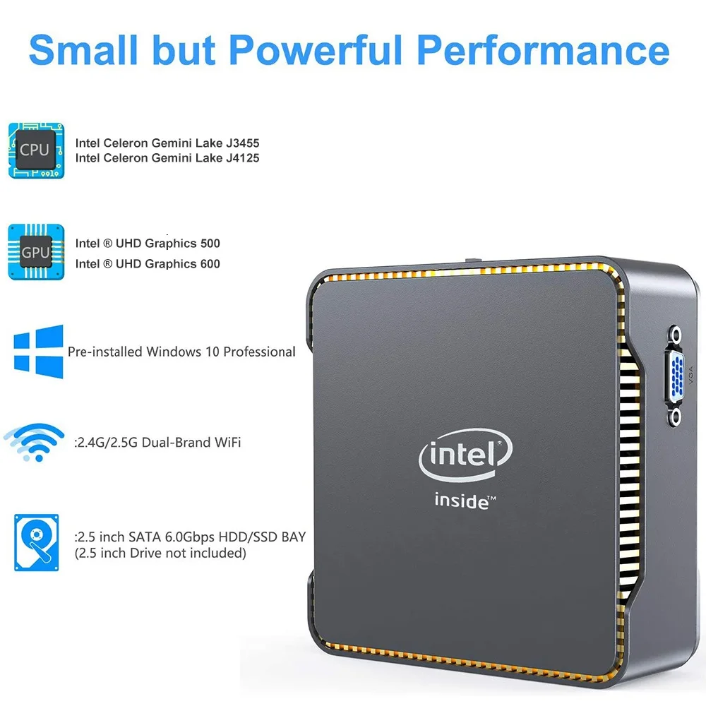 Мини ПК VONTAR GK3V AK3V Intel Celeron J4125 J3455 четырехъядерный DDR4 8 ГБ 128 Windows 10 настольный