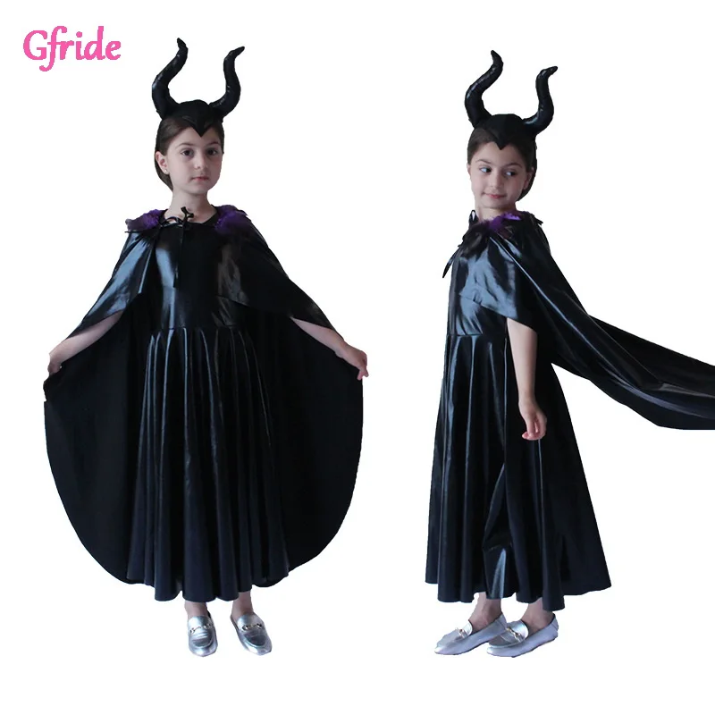

Halloween Costume For Kids Girls Children Vampire Witch Dress With Headband Cloak Cosplay Carnival Party Princess Fancy Clothes