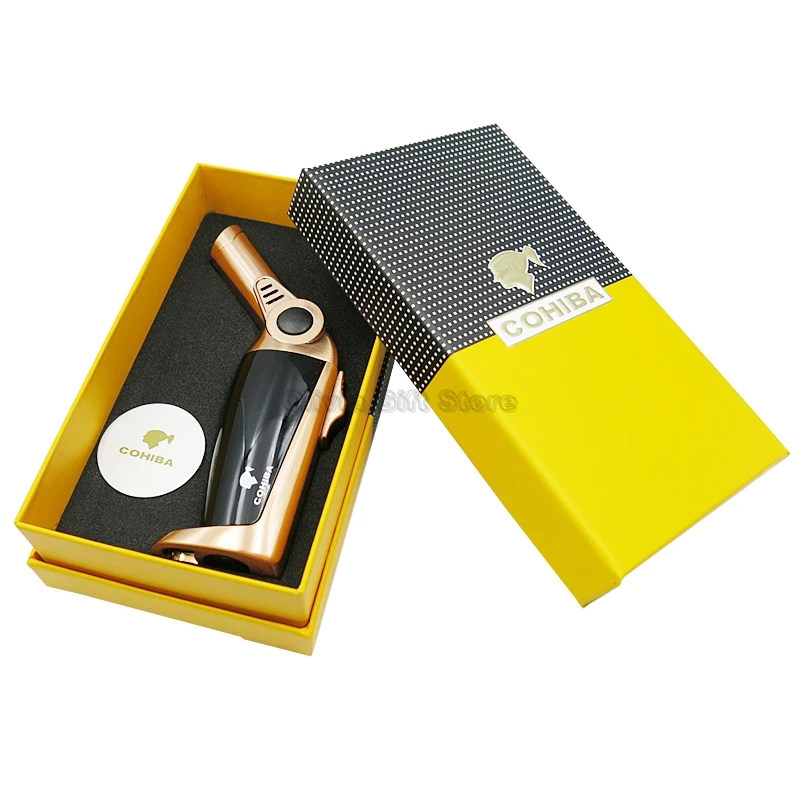 COHIBA вращающаяся струйная насадка Зажигалка для сигар стол 1 фонарь струйное