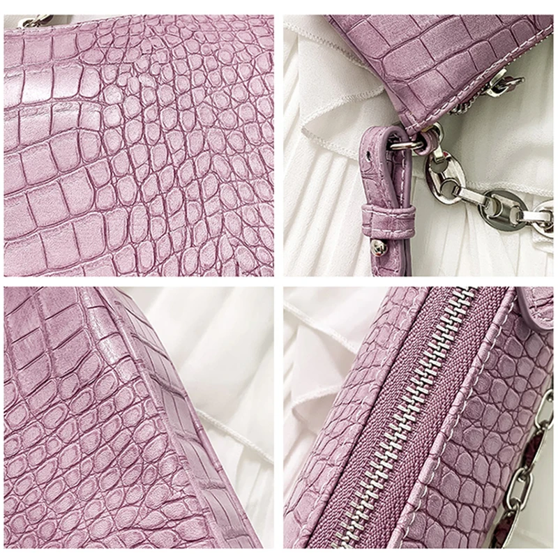 

TrendyGal Ins Style Mini Rachel Bag Fashion Crocodile Pattern Baguette bag Leather Shoulder Bags For Women Chain Designer Luxury