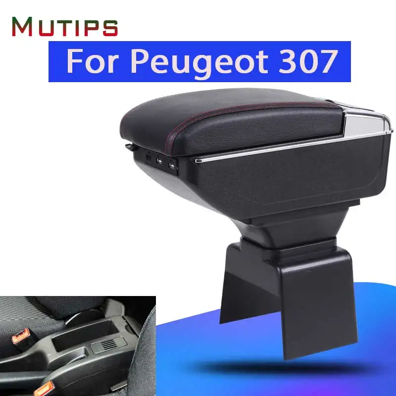 

Mutips Armrest box for Peugeot 307 2004 accessories leather arm rest USB ports car-styling decoration automobile interior parts