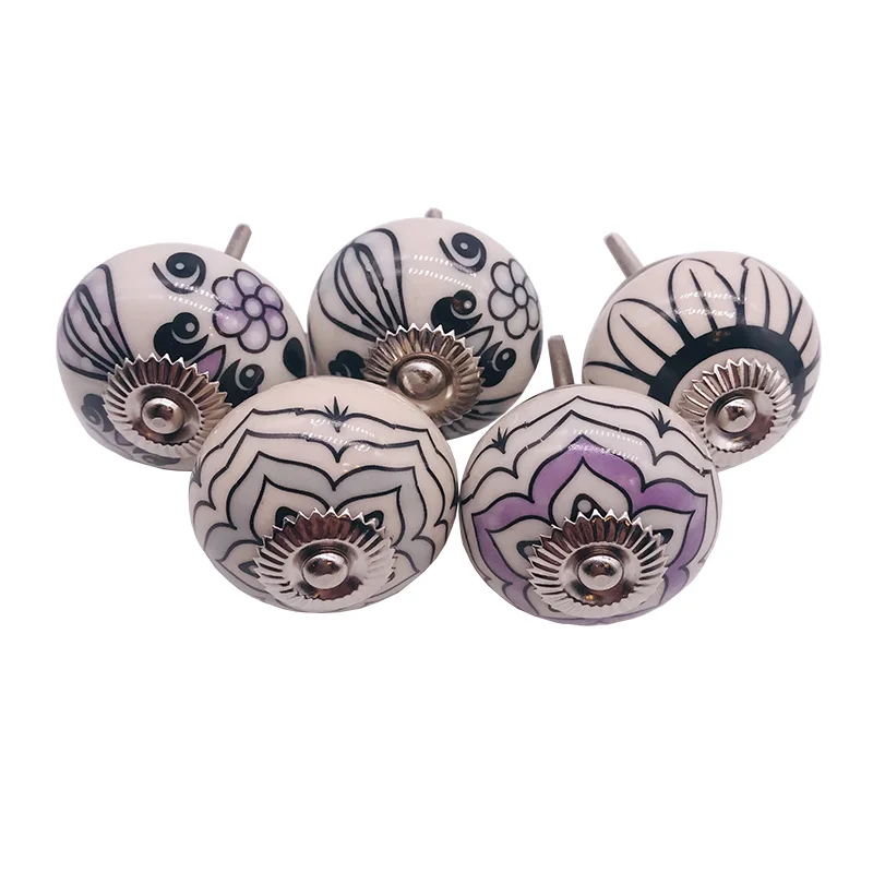 Диаметр: 40 мм белого и синего цветов Керамика шкаф с выдвижными ящиками Потяните